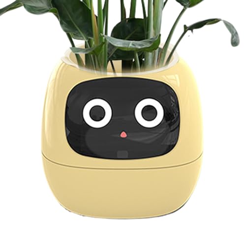 Demsyeq 11.4x10x9.6cm Intelligenter Pflanztopf Smart Pet Planter Smart Flower Pots Intelligenter Blumentopf Mit Ladekabel Entzückender Pflanzenbegleiter Für Die Innendekoration von Demsyeq
