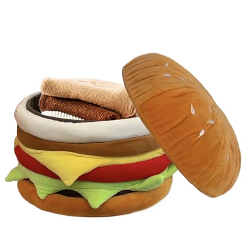 Demsyeq Wohnzimmer-Ottomane mit Stauraum | Niedlicher Hamburger-Form Fußhocker - Multifunktionale Heimdekoration Fußstütze, Schminkhocker für Wohnzimmer von Demsyeq