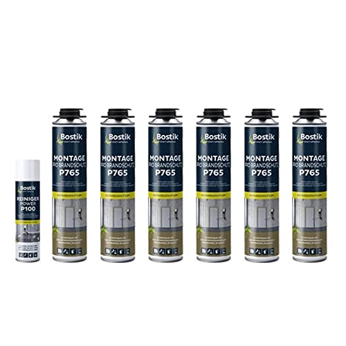 6x P765 Montage Pro B1 Brandschutzschaum schwer entflammbar 750ml + P100 Reiniger 500ml von Den Braven