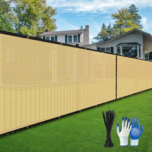 DenForste Sichtschutzzaun, mit Handschuhen, strapazierfähig, 220 g/m², 98 % Blockierung, Sichtschutzzaun für Außenwand, Garten, Hof, Hinterhof (Sand) von DenForste