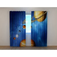 Fenster Gardinen Sonnensystem Druck Kindergardine Weltraum Und Planeten Verdunkelungsgardinen von DenaTextileDecor