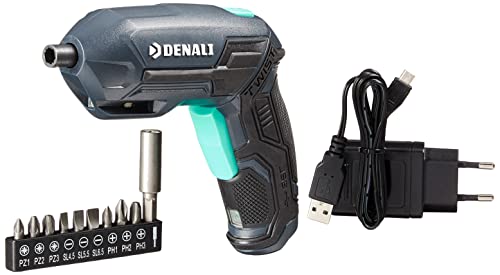 Amazon-Marke: Denali by SKIL, Schwenkschraubendreher, 3,6 Volt (4 V max.), mit 9-teiligem Bit-Set und Halterung, Blau von Denali