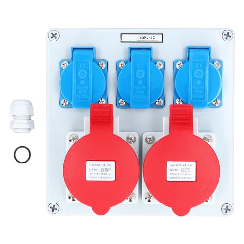 Denash 16A 250 V EU -Outlet IP44 Waterfeste Elektrische Sockelbox mit 2 PCS 32A CEE Outlet, Einfache Installation für Gartenstromversorgung, Hochfestigkeits -Abs Schale von Denash