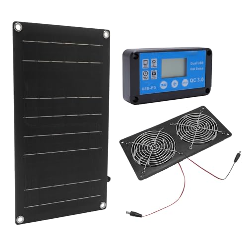 Denash 20W Solar Abgase -Lüfter, 6 "Doppellüftungsventilatoren mit Timer -Controller, Solarpanel mit Dachboden/Garagenentlüftungslüfter von Denash