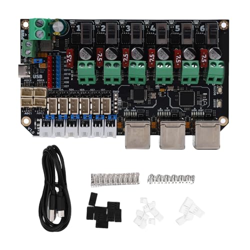 Denash 3D -Drucker -Motherboard, Mehrfachkopfdrucker -Steuermerkung mit 6 USB2.0 -Schnittstellen, 6 Dose 2.0 -Schnittstellen, 6 Kanäle 7.5A DC -Leistungsverteilung, Einfache von Denash