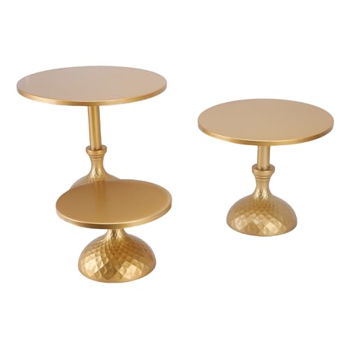 Denash 3pcs Kuchenständer Eisen Rundfuß -Kuchenhalter Desserttisch Display Set für Partys Hochzeiten Feierlichkeiten Gold, Robuste Struktur mit Elegantem Touch und Vielseitigem Designs von Denash