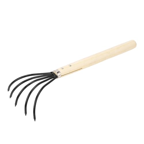 Denash 5 Tine Hand Rake Stahlkrallen -Kultivierer für Einfache Bodenanbau und Pflanzung, Präzise Handhabung für Kleinere Stiele und Zarte Pflanzen [Gartenarbeit] (Langen Griff) von Denash