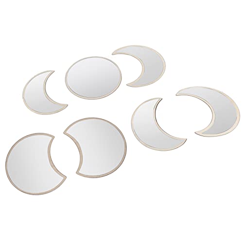 Denash 7pcs Mond Phasen Dekoration Raum Wanddekoration Spiegeloberfläche für Schlafzimmer Büro Home Silber von Denash