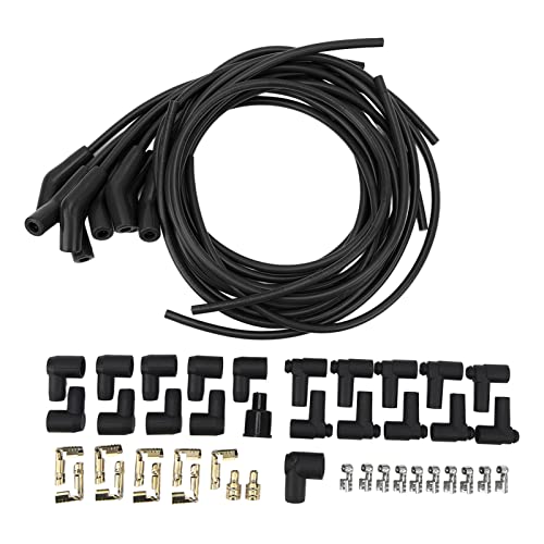 Denash 8,5 Mm Zündkerzendraht -Set, Genaue Zündung, Hohe Leistung, 45 ° 135 ° Winkel, Metall und Silikonmaterial für 8 Zylinder, Klassiker, Rallye, Rennwagen (BLACK) von Denash
