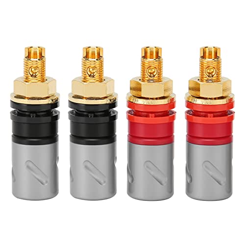 Denash Banana Plug Socket High Performance Schwarz Rot Gold Plated Welding Binding Post für Lautsprecherverstärker Terminal [4pcs] für Sound -Enthusiasten von Denash