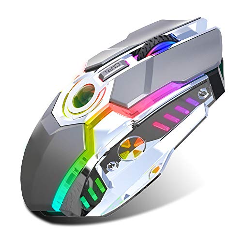 Denash Buntes Backlight Wireless 2,4G Gaming Maus Mechanische Hochleistungsstock 7 Tasten 600mAh für Gaming-Enthusiasten (Eisengrau) von Denash