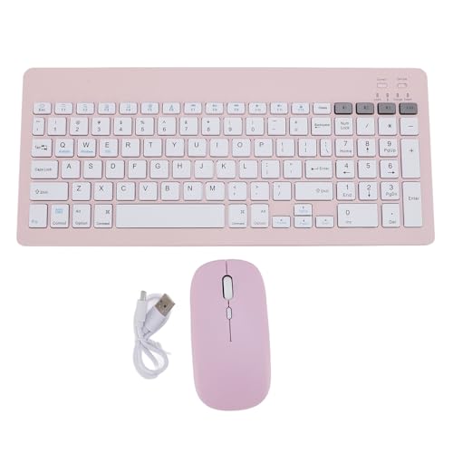 Denash Combo für Drahtlose Tastatur und Maus, Leiser Modus Ergonomisches Design USB -Empfänger Li -Akku, für, für (PINK) von Denash
