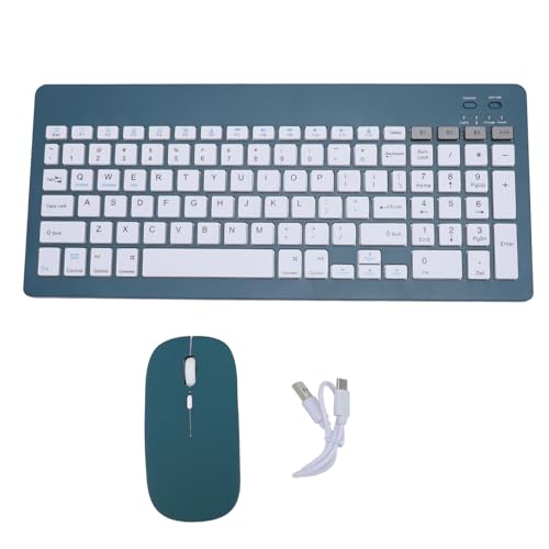 Denash Combo für Drahtlose Tastatur und Maus, Leiser Modus Ergonomisches Design USB -Empfänger Li -Akku, für, für (dunkelgrün) von Denash