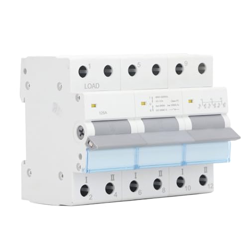 Denash DC -Isolatorschalter Zuverlässiger Dual -Leistungs Isolierungsschalter für das Solarpanel PV Array 125A 400 V, Flammhemmungsmaterial für EIN Netz Angeschlossenes Solarpanelsystem von Denash