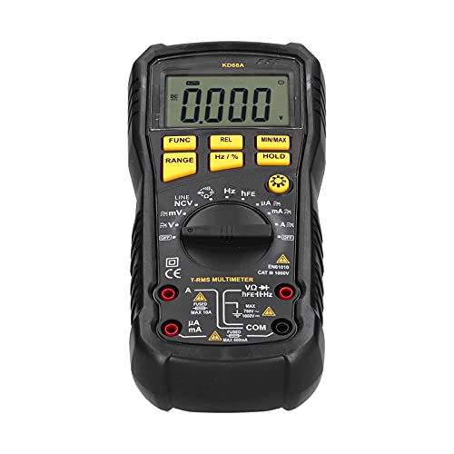 Denash Digital Multimeter Smart LCD Display Backlight Auto Poweroff Voltmeter für Strommesswerkzeug, Tragbares Lichtgewicht Schwarzes ABSDC -Material (KD68A) von Denash