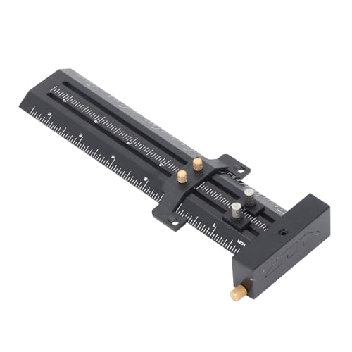 Denash Double Line Marking Lurer Lineal Messbares Holzbearbeitung Schiebetool Compact und Practical Workshop und Baustellen Aluminiumlegierung (BLACK) von Denash