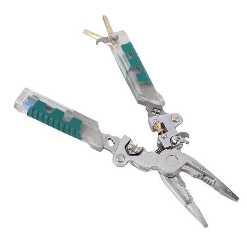 Denash Faltbare Drahtstripper mit Integrierter Leistungsdetektion, Multifunktionaler Draht Crimper Cutter Spannungstester Elektrische Zange für die Installation der Wohngebäude von Denash