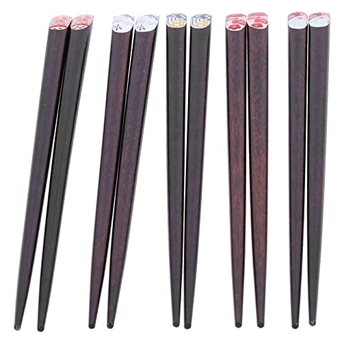 Denash Hölzer Japanische Stäbchen -Essstäbchen Set Exquisite Wiederverwendbare Küchenbesteck für Tägliches Essen mit 5 Paaren Zum Hauswarmieren von Denash