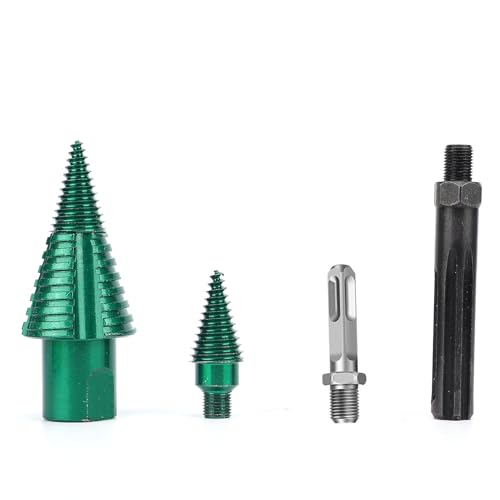 Denash Holzspalter-Bohrer, Holz-Splitting-Kit, Müheloses Brennholz-Cone-Bit mit Quadratischem und 5 Pit-Shank-Stahl, für Camping, Heimgebrauch von Denash