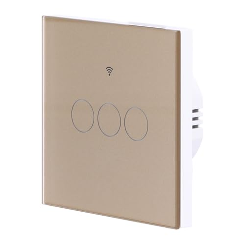 Denash Präzise 3-Gang-Lichtschalter Intelligenter Fernbedienungs-Touch-Switch für Smart Home, ScratchResistant Wall für Home Decoration mit Sprachsteuerung für Smart Life App Users Benutzer (GOLD) von Denash