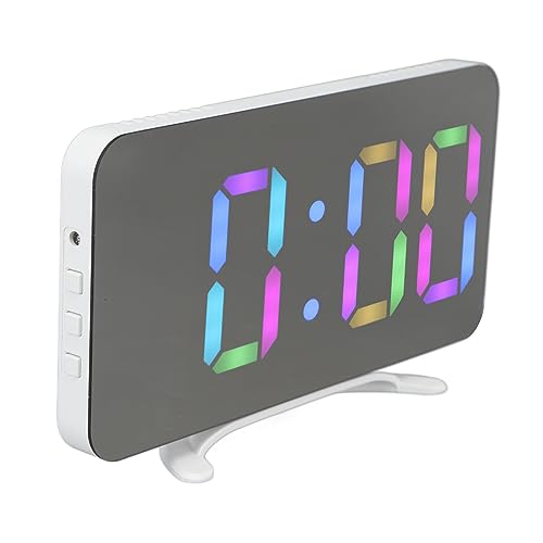 Denash RGB Farb -LED -Spiegel Anzeige Takt Digitaler Wecker für Schüler Desktop Elektrische Uhr [großer Bildschirm] [mehrere Alarme] [RGB Display] für den Wohnzimmer 6.2x3.1x0.5in von Denash