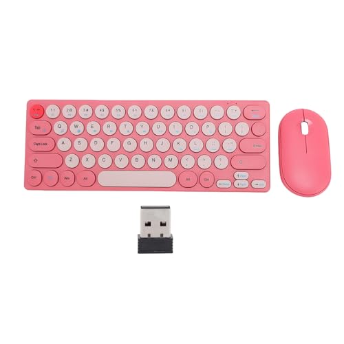 Denash Retro Wireless Keyboard Mouse Combo, 64 Tasten Rapid Response Keyboard 1200DPI -Maus, Eindeutiges Automatisches Schlafdesign, 2,4 GHz Wireless Verbindung für für OS X (Rot) von Denash