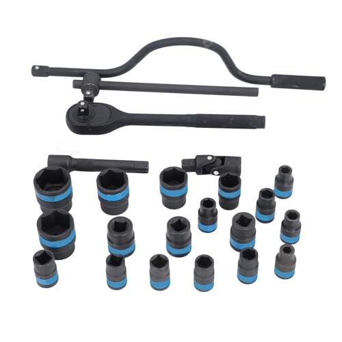 Denash Robuster Impact Socket Set Storage Box Cover Ratchet -Schraubenschlüssel für Professionelle Automobilreparatur 24PCS 1/2 -Zoll Antriebssocket Set von Denash