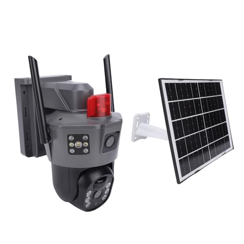 Denash Solar -Überwachungskamera, 4G LTE Wireless 360 ° PTZ -Rotation IP66 2K -Doppellinse mit KI -Erkennung und Solarenergie für die Sicherheit zu Hause von Denash