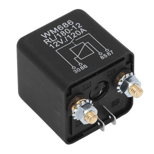 Denash Startermagnetenrelais Ersatzprofi 12VDC 120A Kupfer- und ABS -Auto Startermagnetrelais, Robuste und Langlebige, Versilberte Kontakte für Gartentraktoren, ATVs, Einfache Installation von Denash