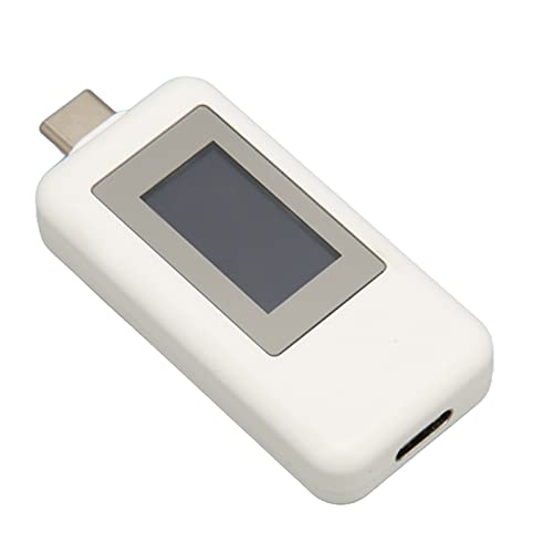 Denash USB -Strommesser, USB -Spannungstester Tragbares Digitales LCD Display Multifunktional Plug and Play for Phone for Power Bank für Auto Ladegerät (WHITE) von Denash