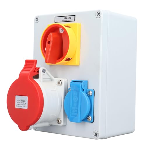Denash Wasserdicht 250 V 16A EU -Sockel 32A 5 Pin Industrial Sockel mit Knopfschalter für Gärten und Baustellen, IP44 -Stromverteilungsbox von Denash