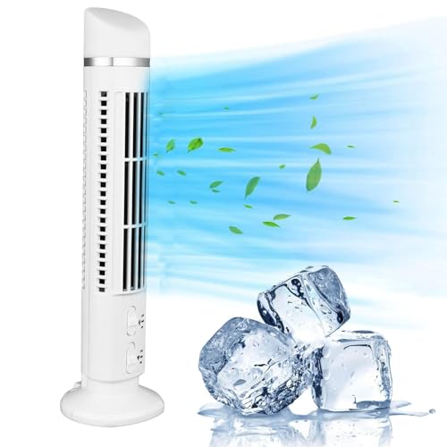 Flügelloser Turmventilator mit Raumluftzirkulation, Leiser Schreibtischventilator mit Kindersicherem Design, Tragbar und Leicht zu Reinigen, USB- oder Batteriebetrieben, 10,5 X von Denash