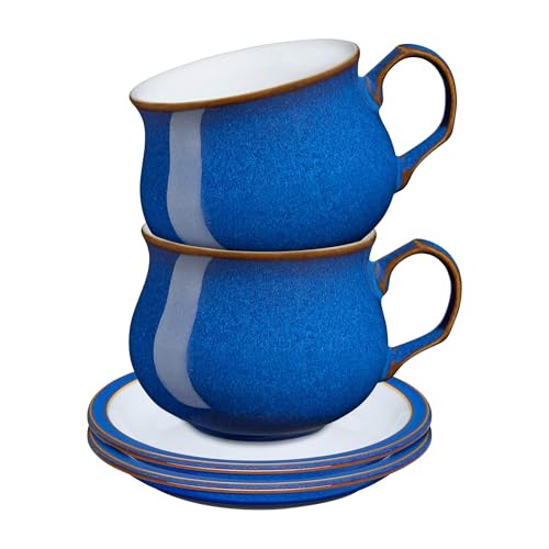 Denby 001048701 Teetasse und Untertasse, Steingut, Königsblau von Denby