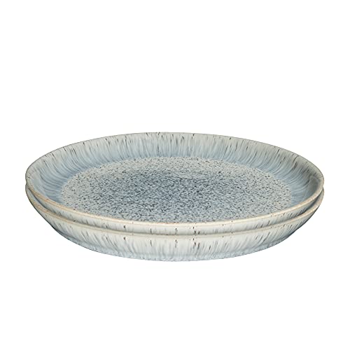 Denby Halo Speckle Speiseteller, Grau, neutral gemustert, Coupe, spülmaschinenfest, mikrowellengeeignet, 26 cm, glasiertes Keramik-Steinzeug-Geschirr, splitter- und rissfest, 2 Stück von Denby