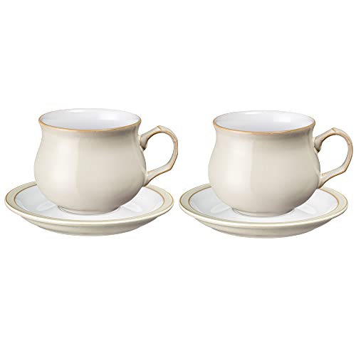 Denby Teetasse/Untertasse aus Leinen, 2 Stück, cremefarben, 016048251 von Denby