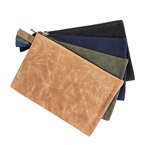1 Set wasserdichter Werkzeugbeutel aus strapazierfähigem gewachstem Segeltuch, Werkzeugtasche 12.5X8.4 Zoll (4 Pack) von Denifiter