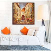 Italien Straße Ölgemälde, Spachtelkunst, Große Leinwand Italien Straße Ölgemälde, Spachtelkunst, Große Leinwand von PragArtStudio