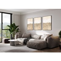 Set Von Drei Gemälden - Minimalismus Beige Weiß. 3Ps Große Wand Kunst Abstrakt Malerei, Simple Neutral Nordic Art von PragArtStudio