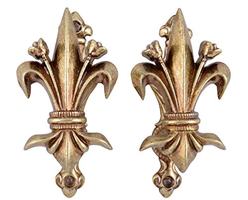 Denix 2er Set Wandhalter Bourbon-Lilie Metall Messingfarben für Schwerter Pistolen Gewehre Waffen Halter von Denix