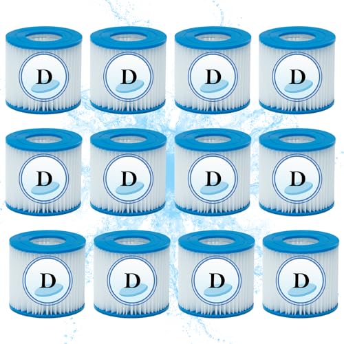 Denkmsd Pool Filterpatrone Typ VII & D, Filterpatrone für Intex Typ D & für Bestway Typ VII, Filterkartuschen für Typ VII und D für Summer Poolpumpe Filter,für Hot Spring Spa Pools (12 Pcs) von Denkmsd