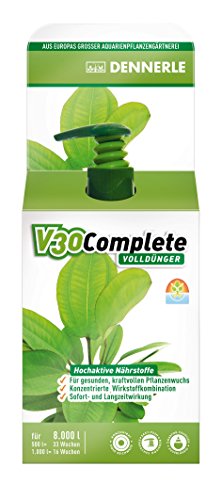 Dennerle V30 Complete, Volldünger für Aquarienpflanzen 4459 - Wasserpflanzen Dünger für Süßwasser Aquarien, 250 ml von Dennerle