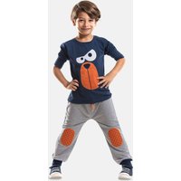 Denokids Hausanzug "Funny Face", (2 tlg.), mit lustiger Bären-Applikation von Denokids