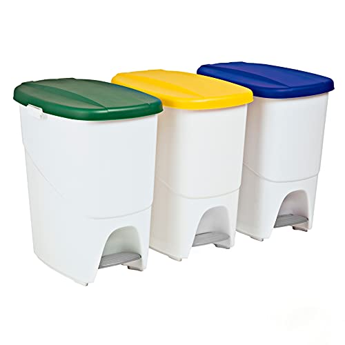 Denox Recycling-Eimer, 3 x 25 l, Gelb, Grün und Blau von Denox