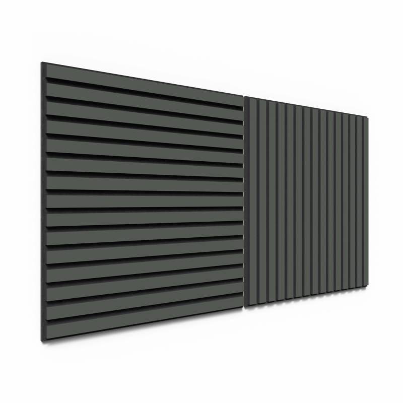 Akustikpaneel Lino Pewter MDF Schwarz Filz Schwarz 60 cm x 60 cm 2 Stück von Denpanels