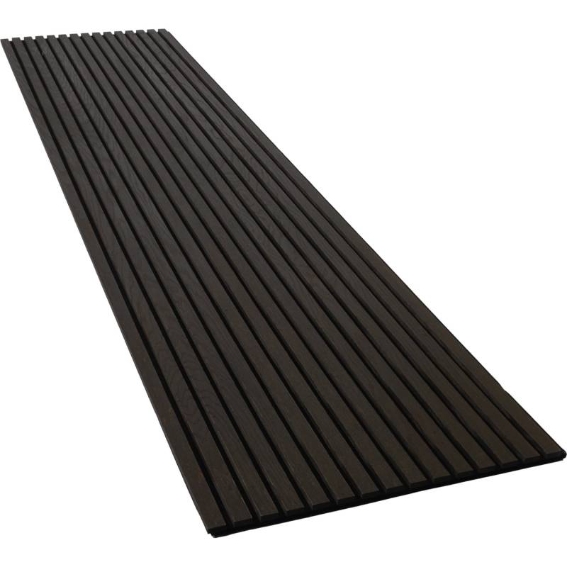 Akustikpaneel Wandverkleidung Eiche Geräuchert MDF und Akustikfilz Schwarz 240cm von Denpanels