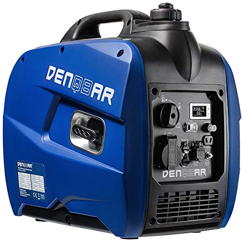 DENQBAR Inverter Stromgenerator DQ-2100 2100W, Benzin Stromerzeuger mit 230V, USB Fast-Load, Superleise, LED Display, tragbar - Für Camping, Outdoor, Baustelle, Reise, Wohnmobil und Notstromaggregat von Denqbar