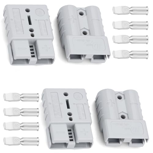Batterie-Steckverbinder,4 PCS 50A Batterie-Steckverbinder AWG 8 Schnellanschluss-Batterie Modularer Stromversorgungsstecker Schnellabschaltung (Grau) von Dent-de-lion