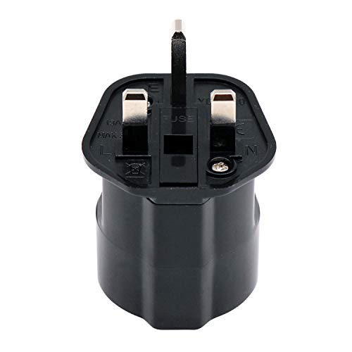 EU auf UK/HK/Singapur/UAE/KSA Adapterstecker mit 13A Sicherung und Sicherheitsverschluss, 2-Pin DE/FR/IT/ES Europäischer Stecker Konvertiert in UK 3-Pin Steckdose (1 Stück Schwarz) von DentJet