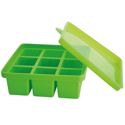 dentistar Gefrierform aus Silikon mit Deckel zum Einfrieren und Aufbewahrung von Babynahrung, Beikost oder Muttermilch - Einfrierbehälter 9 x 60 ml - Eiswürfelbehälter BPA-frei aus 100% Silikon von Dentistar