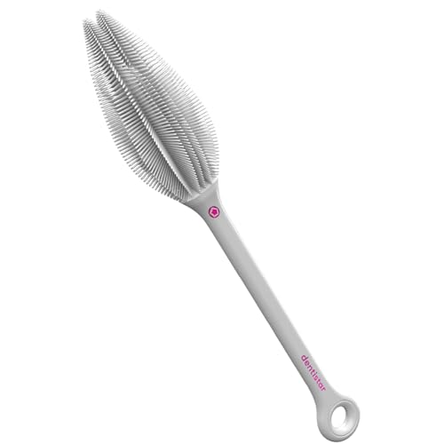 dentistar Silikon Flaschenbürste – Baby Flaschenbürste für Flaschen, Becher und Gläser, Flexibler Flaschenreiniger mit weichen Silikonborsten – Aus lebensmittelechtem Silikon – BPA-frei* – Grau von Dentistar